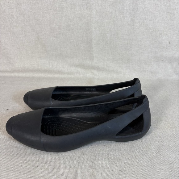 Crocs Shoes Womens 10 Iconic Black Sienna Slip On Flats‎ Ballet Comfort Water - Picture 5 of 7